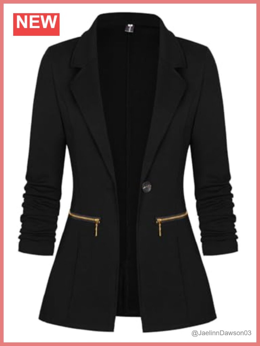 Genhoo Womens Casual Blazer Stretch Long Sleeve Work Office Suit Jacket